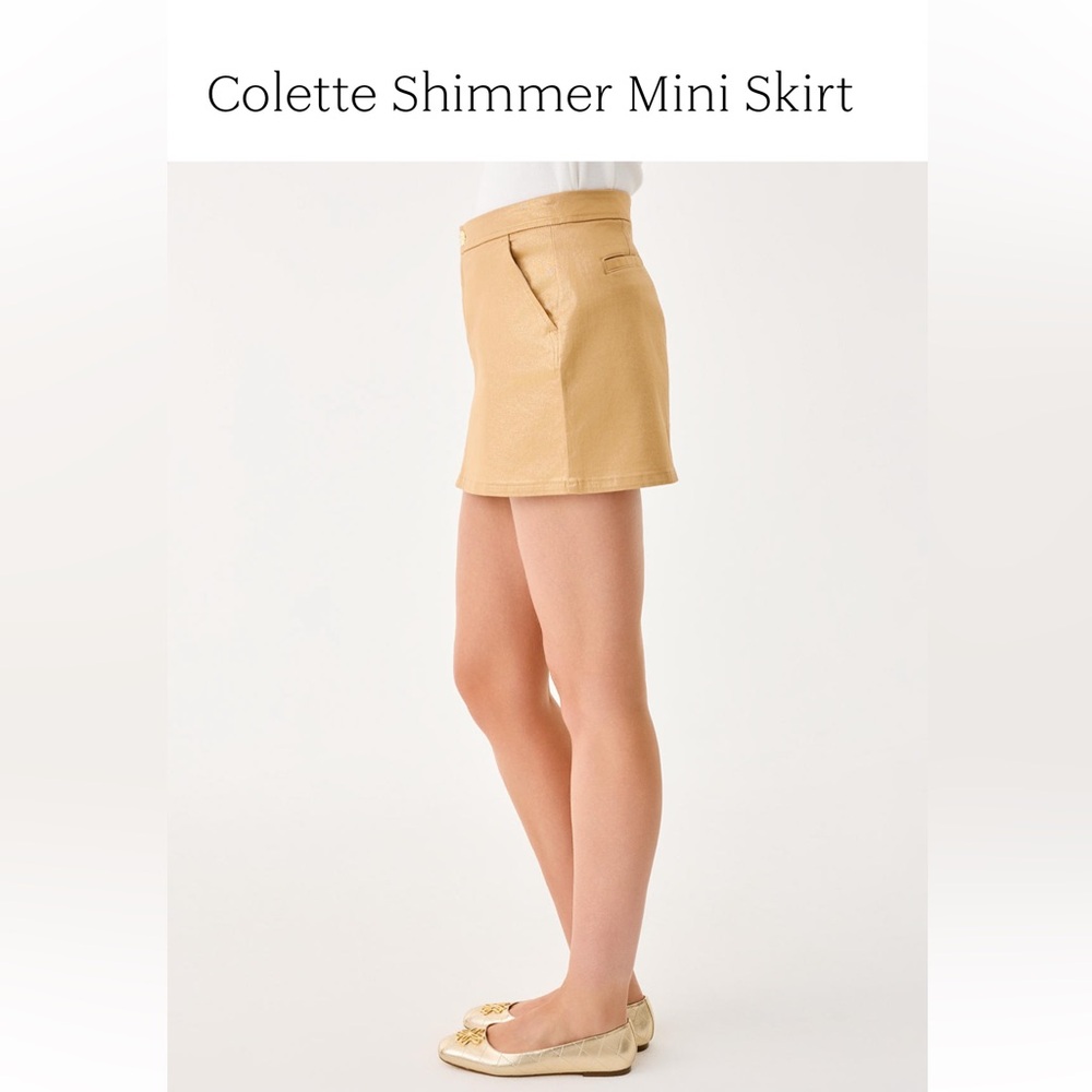 NWT Lilly Pulitzer Colette Gold Shimmer Mini Skirt - Picture 2 of 7
